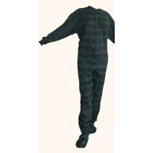 Schlafoverall (Flanell) NAVY BLUE & GREEN mit Po-Klappe