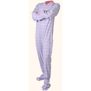 Schlafoverall (Flanell) BABY BLUE AND PINK mit Po-Klappe