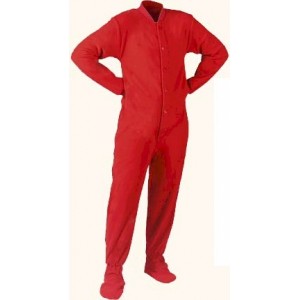 Schlafoverall (Fleece) RED mit Po-Klappe