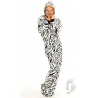 Schlafoverall (Fleece) ZEBRA STRIPES mit Kapuze