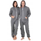 Schlafoverall Hausanzug Jogginganzug (Fleece) CHARCOAL GRAY mit Kapuze